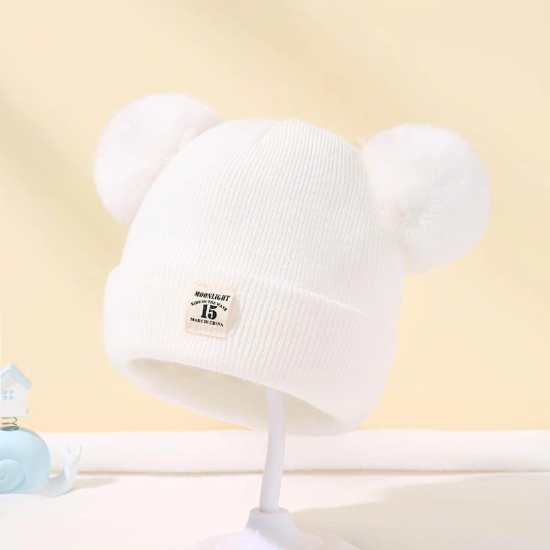 Autumn Winter Baby Warm Knitted Hats with Pom Kids Knit Beanie Hat Solid Color Children Hat for Boys Girls Accessories 5