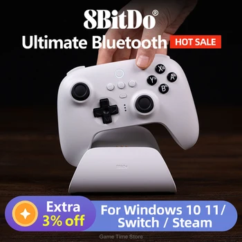 8Bitdo 궁극의 블루투스 컨트롤러 게임 패드, 충전 도크 및 모드 전환 단추 포함, 닌텐도 스위치, PC, 스팀 데크용