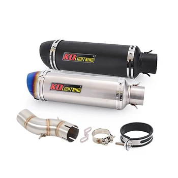 Motorcycle Exhaust Muffler Mid Pipe Carbon Fiber Middle Pipe Slip On 51MM Escape Removable DB Killer For SUZUKI SFV650 2009-2016