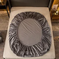 3pcs Set Super Soft Velvet Fitted Sheet Embroidery Coral Fleece Bed Sheet Set King Queen Size 1pc Mattress Cover+2pcs Pillowcase 2