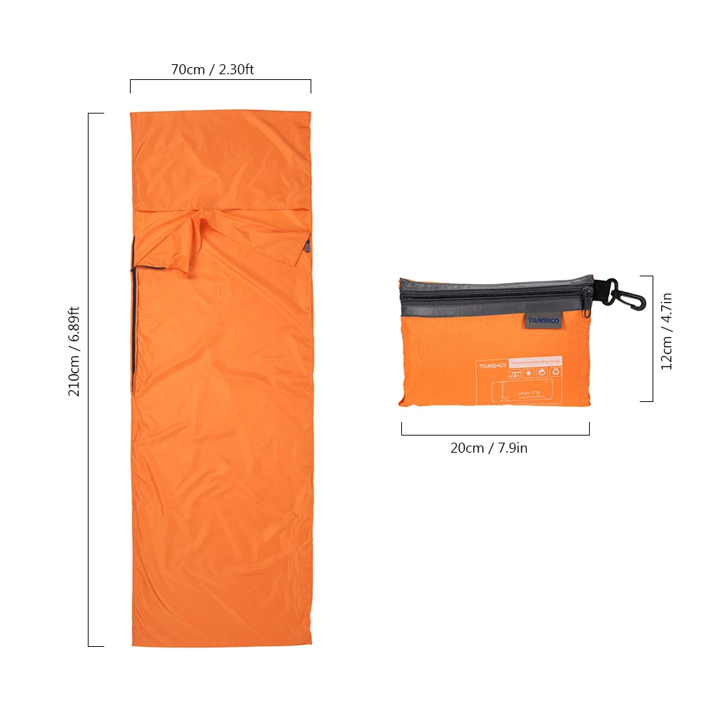 70*210CM Portable Polyester Sleeping Bag Liner with Pillowcase Lightweight Outdoor Travel Camping Hiking Business Trip Hotel