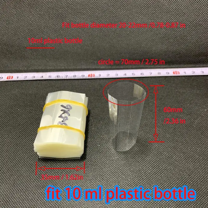 200 Teile/los Klar PVC Heißer Schrumpfen Wrap Rohr film für 5ml 10ml 15ml 20ml 30ml 50ml Kunststoff pipette flasche Transparent – Detail 29
