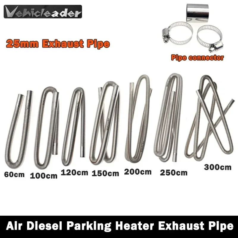 60/100/120/150/200/250/300cm Dual-layer Car Truck Van Diesel Air Parking Heater Stainless Steel Exhaust Pipe Tube Gas Vent Hose
