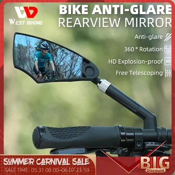 WEST BIKING Anti-Glare Bicycle Mirror Handlebar Rear View Wide Range Back Sight Reflect electric scooter Mirror bike accessories