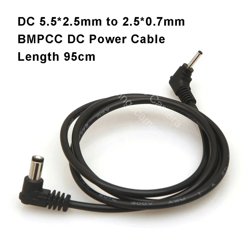 Cavo Alimentazione CC BMPCC Per Blackmagic Pocket Cinema Camera – Angolo Retto 30 Cm – 2,5x0,7 Mm A 5,5x2,5 Mm – Alvin's Cables - 2
