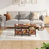 Coffee Table with 2 Fabric Drawers, 35inch Small Coffee Table for Living Room, 2-Tier Central Table 	Rustic Brown 2