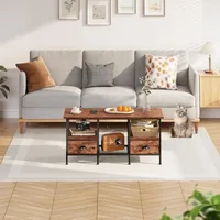 Coffee Table with 2 Fabric Drawers, 35inch Small Coffee Table for Living Room, 2-Tier Central Table 	Rustic Brown 2