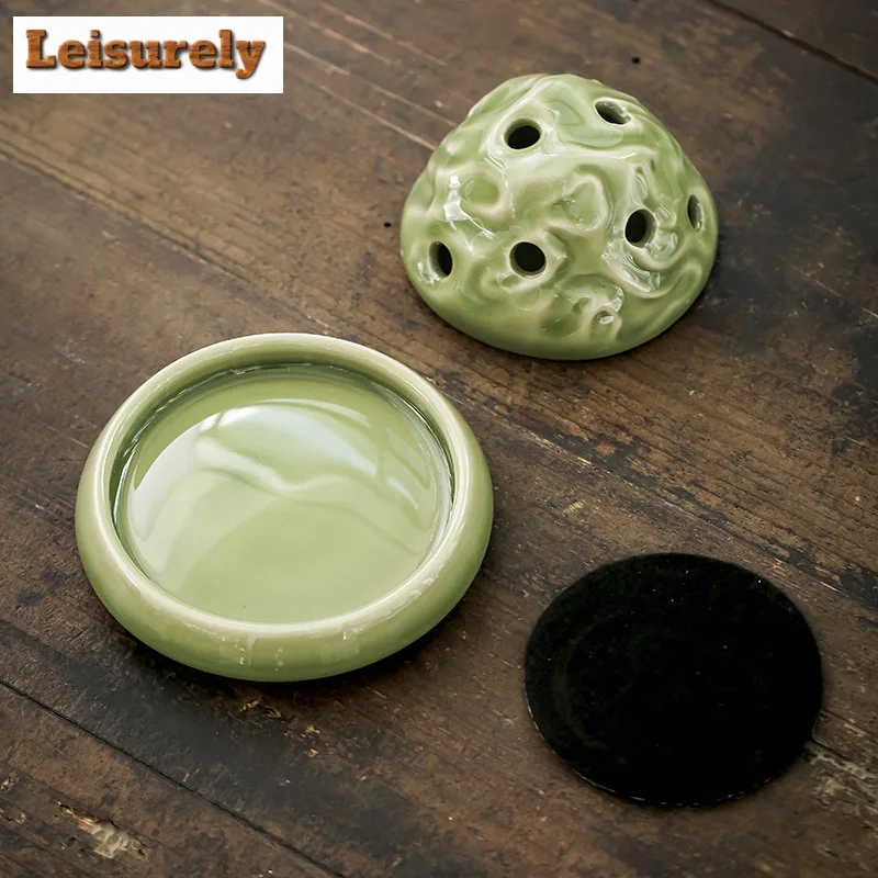 Chinese Style Antique Celadon Mountain Incense Holder Incense Smoke Waterfall Incense Burners Meditation Censer Teaset Craft