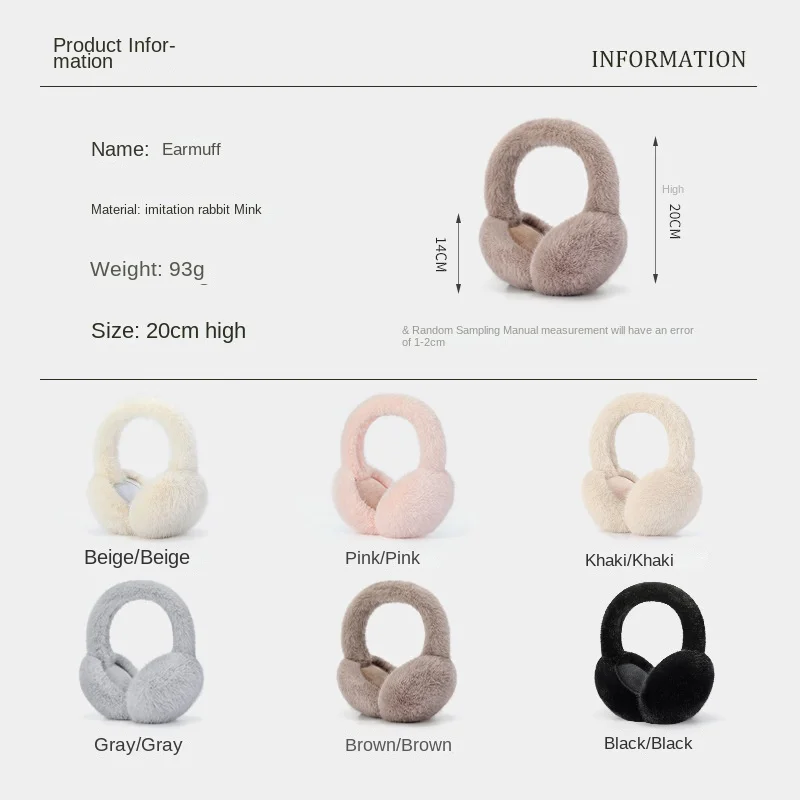USPOP Warm Foldable Earmuffs for Women Windproof Faux Rabbit Fur Ear Covers with Added Fluff
