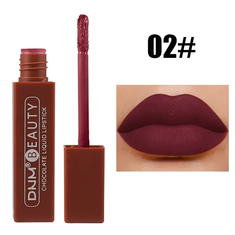 thumbnail image 1 of DNM Chocolate Matte Nude Liquid Lipstick Moisture Velvet Dark Red Lip Tint Lasting Non Stain Lipstick Makeup Lip Gloss Tint, 1 of 4