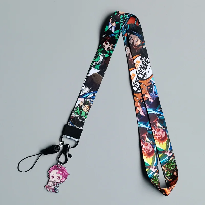 Dämon Slayer Lanyard Schlüssel Id Handy Neck Strap Kamado Tanjiro Anime Action Figure Puppe Kinder Sammlung Geschenk Spielzeug – Detail 5