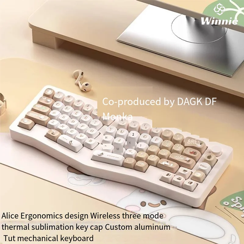 

Monka Alice 68keys Mechanical Keyboardkit Aluminium Alloy Three Modes Pbt Key Cap 4000mah Customization Hotswap Gaming Keyboard