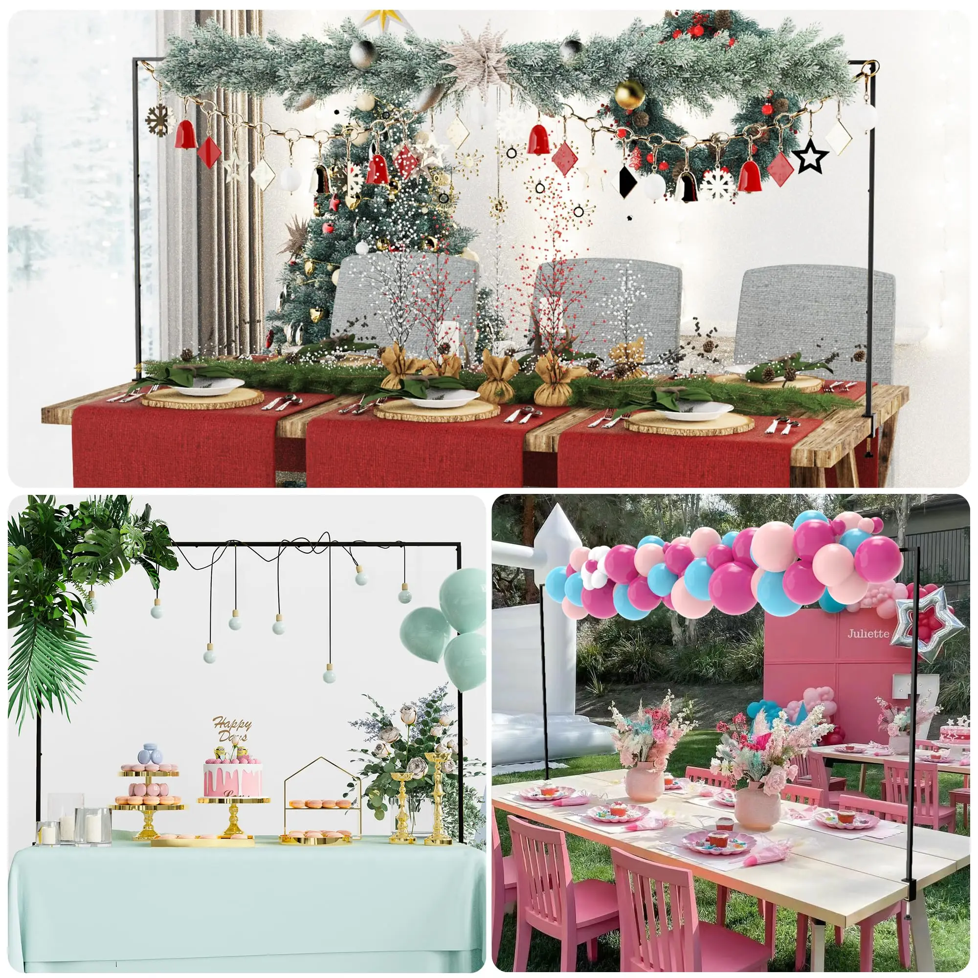 thumbnail image 2 of Adjustable Over-The-Table Rod Stand With Clamps - Metal Balloon & Flower Arch For Wedding & Party Decorations 2 of 10