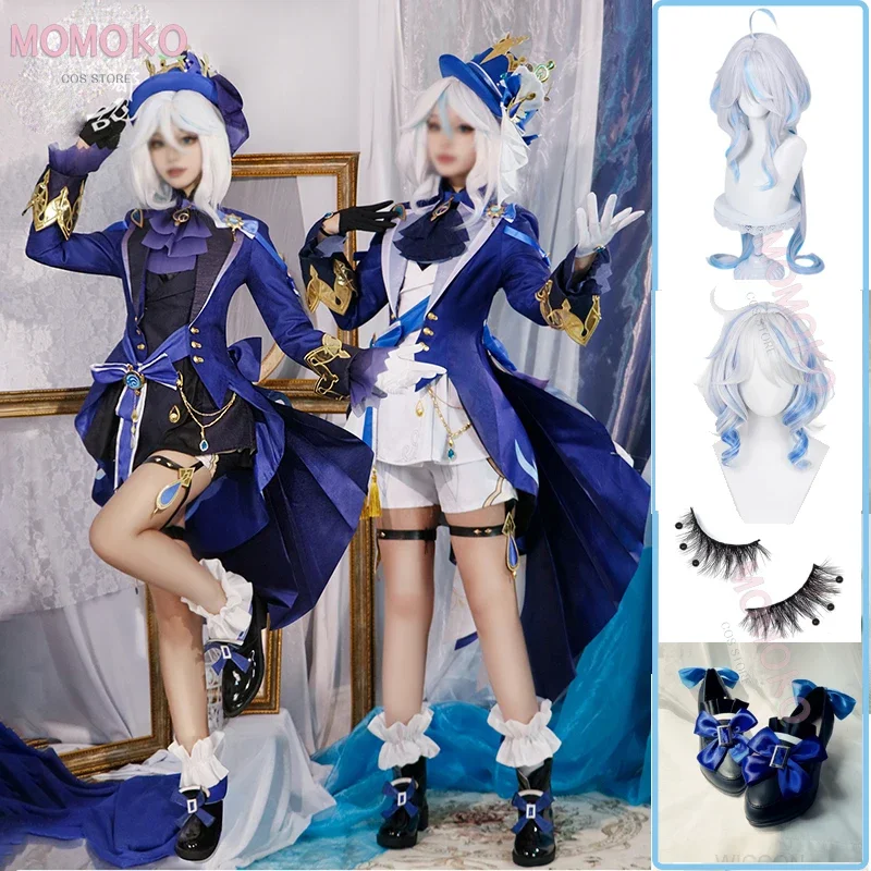 

Furina Cosplay Costume Wig Hat Genshin Impact Anime Black Focalors Game Cosplay Outfits DIY Shoes Party Women Dress Suit Clothes