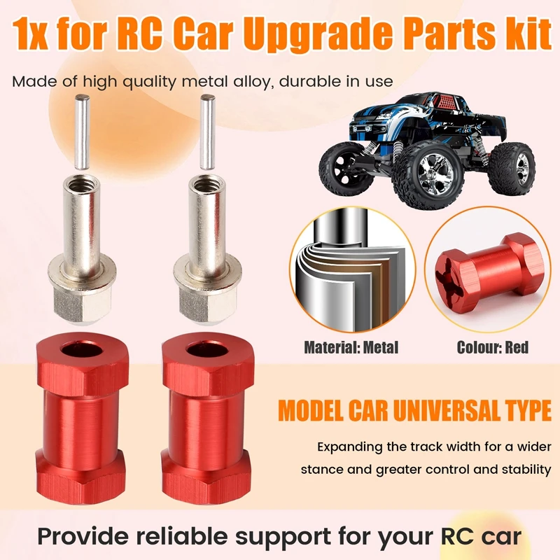 AIAI 4Pcs Aluminum 12Mm Hex Wheel Hub Drive Adaptor Extension Combiner Coupler For 1/10 RC Car Crawler SCX10 D90