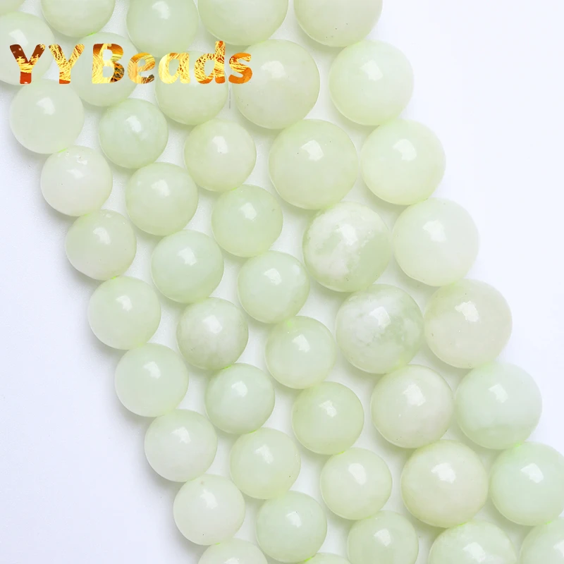Genuine Natural Chinese Green Jades Stone Beads Round Loose Beads For Jewelry Making Diy Bracelets Accessories 4 6 8 10 12Mm 15"