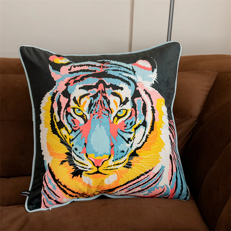 Aportt Set Di 2 Federe Cuscino Leopardo 40x40cm – Cuscini Decorativi In Lino Con Stampa Ghepardo, Chinoiserie
