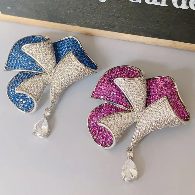 

Новая модная медная позолоченная инкрустированная циркониевая брошь-бант аксессуары для женщин