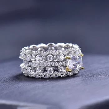 Super Flash 1CT Rectangular Moissanite Wide Ring with GRA Certificate S925 Silver Jewelry Wedding Party Gift 4