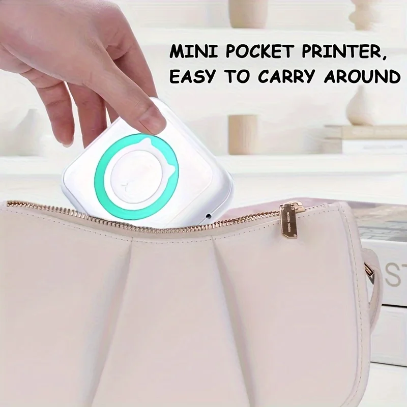 Wireless Mini Printer - Portable Thermal Label Maker, 203DPI for Notes, Diaries, Work, Receipts and DIY Crafts, Wireless Connect