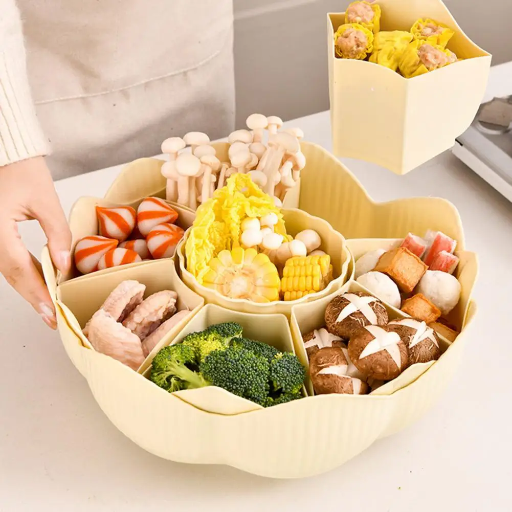 

8-compartment Serving Plate Versatile 360 Degree Rotatable Serving Tray with 8 Dividers for Hot Pot Snacks Fruit for Hot