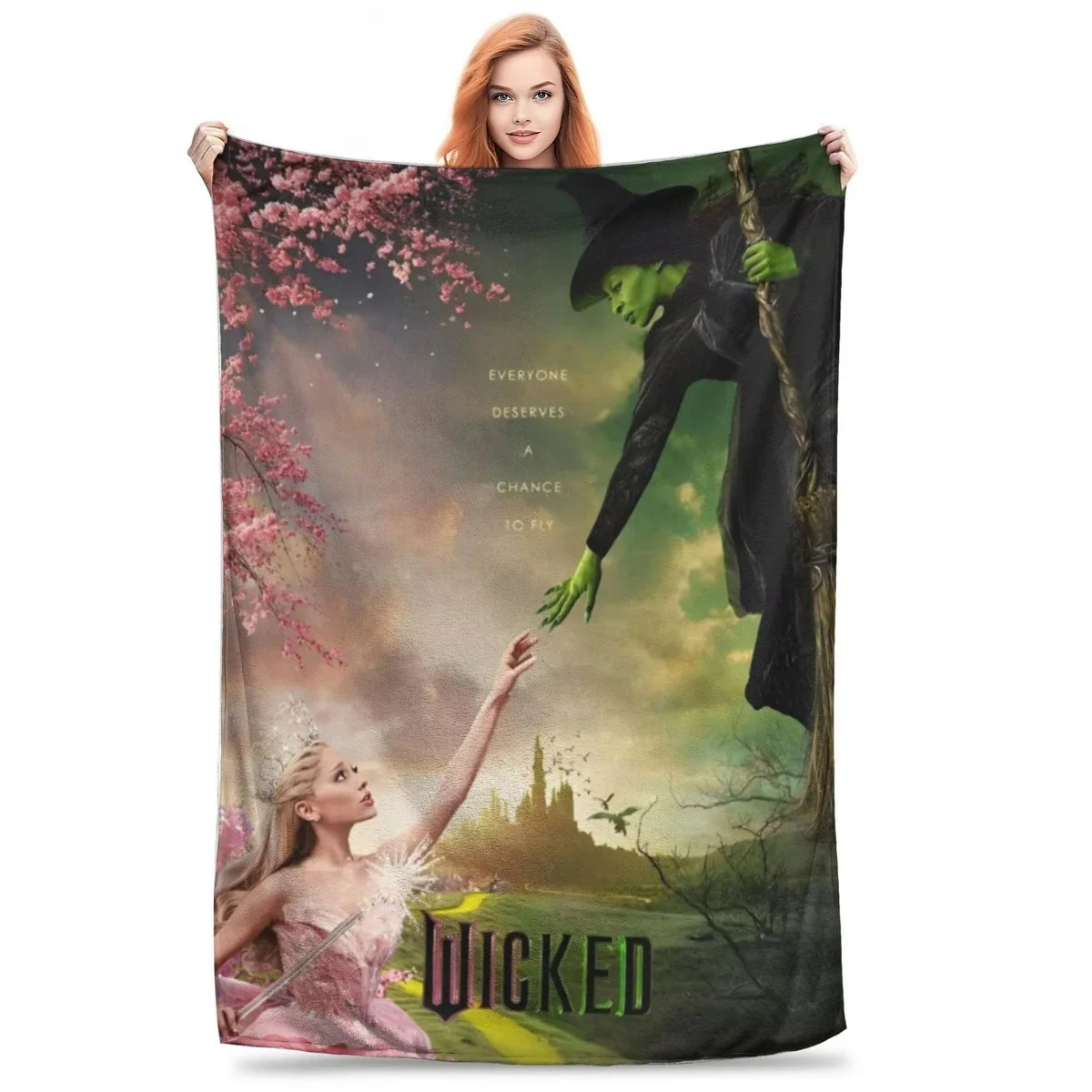 Wicked Musical Movie 2024 Blanket Soft Throw Blanket for Home Bedroom Bed Sofa Travel Office Solid Cover Blanket Kids 3D Quilt