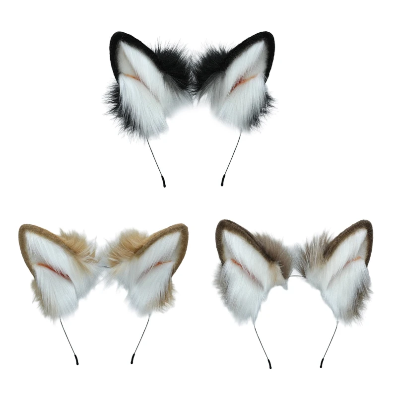 Cartoon Wolf Ear Shaped Hair Hoop Photoshoot Hair Holder Halloween Party Costume Headwear for Children Women