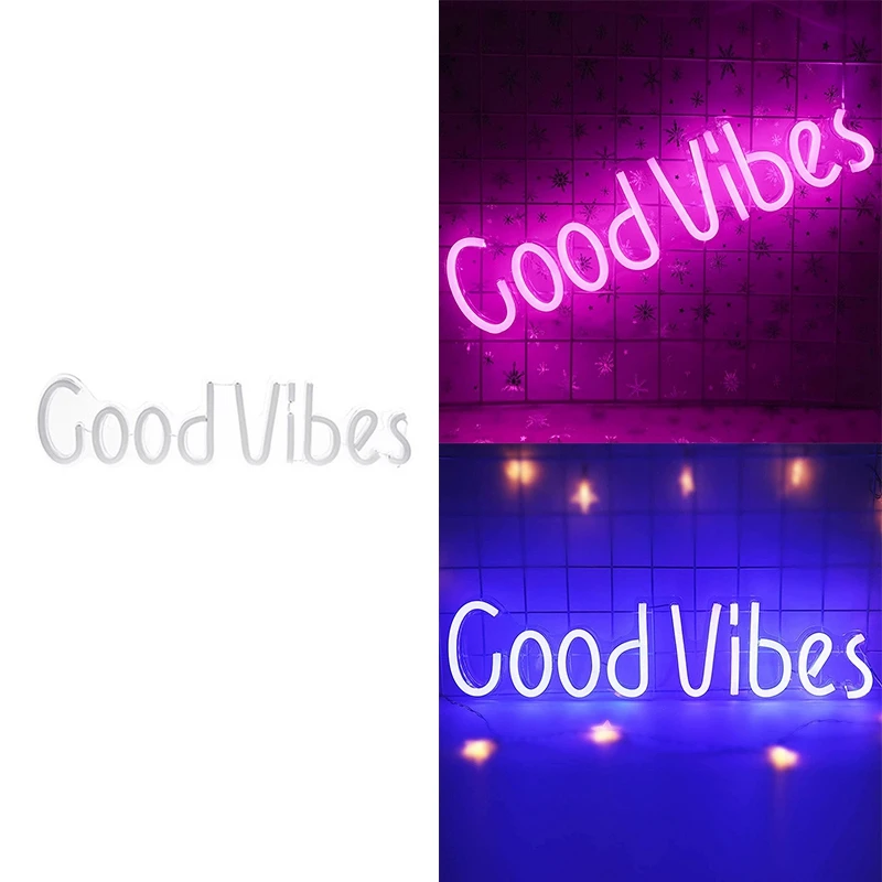 Акция! Неоновая вывеска Good Vibes светодиодная неосветильник акриловая доска
