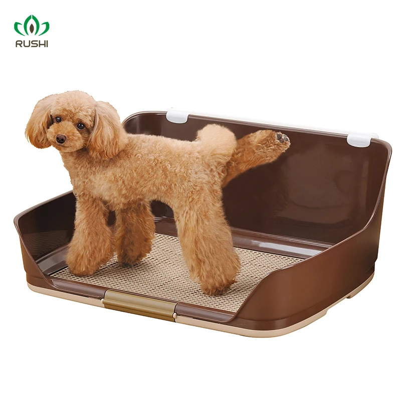 

Indoor Dog Toilet Resin Pet Dog Puppy Potty Tray with Diaper Pee Post Protection Wall,No-Torn Puppy Pad for Male/Boy Puppies