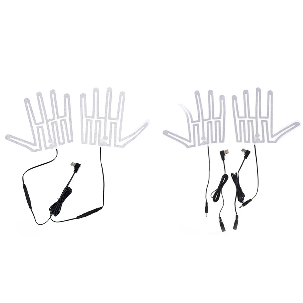 1 Pair Five-Finger Gloves Heating Pad Carbon Fiber 5V Glove Heating Sheet Thermal Insulation for Outdoor Skiing