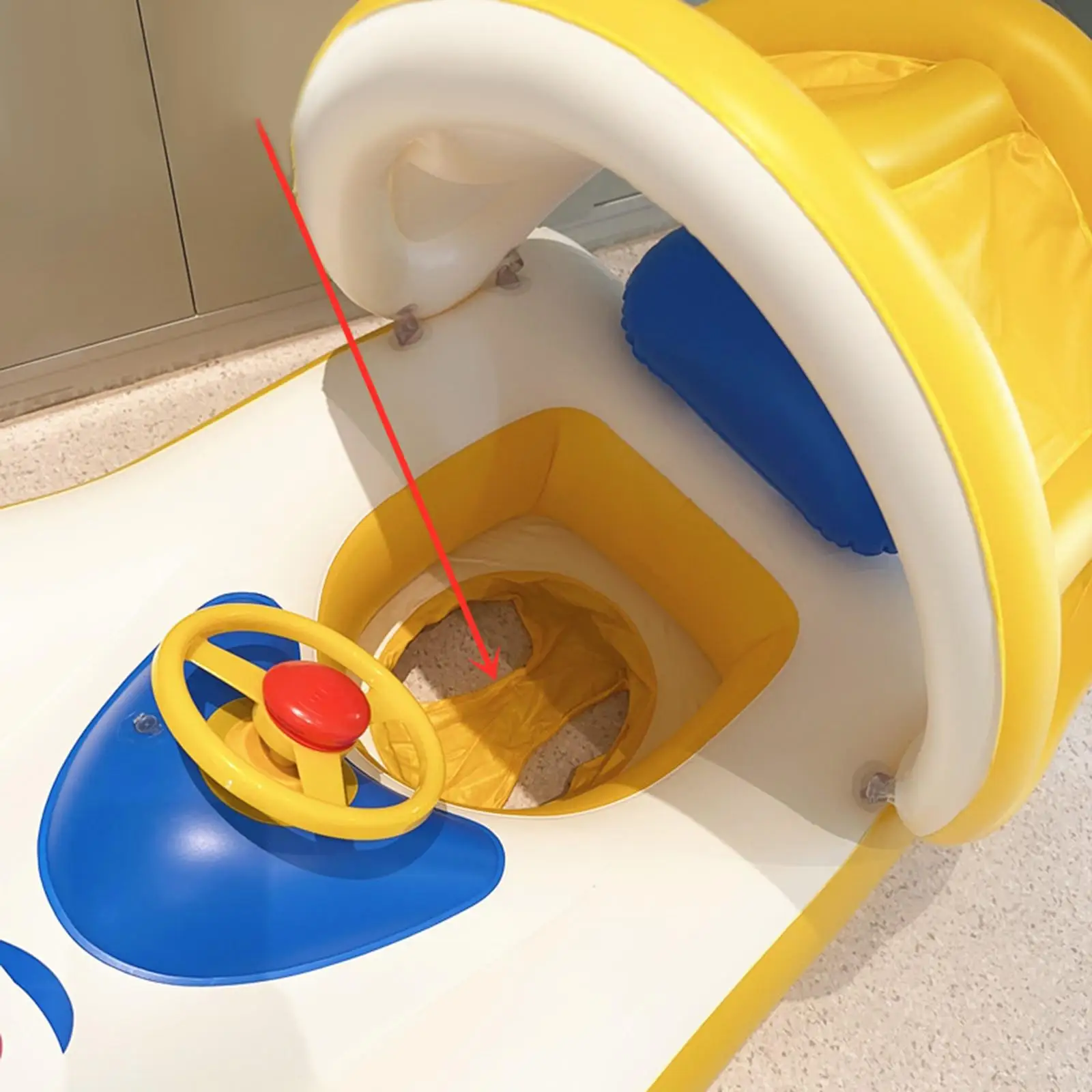 

Baby Pool Floats Inflatable Water Raft with Steering Wheel Bathtub Toys Pool Toys Sunshade Rings Car for Beach Bathing Summer