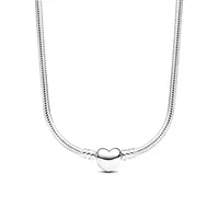 Collier en os de serpent avec perles rondes, chaîne en argent pur S925, accessoires de bricolage, collier à breloques, bijoux pour femmes, cadeaux pour la Saint-Valentin 2
