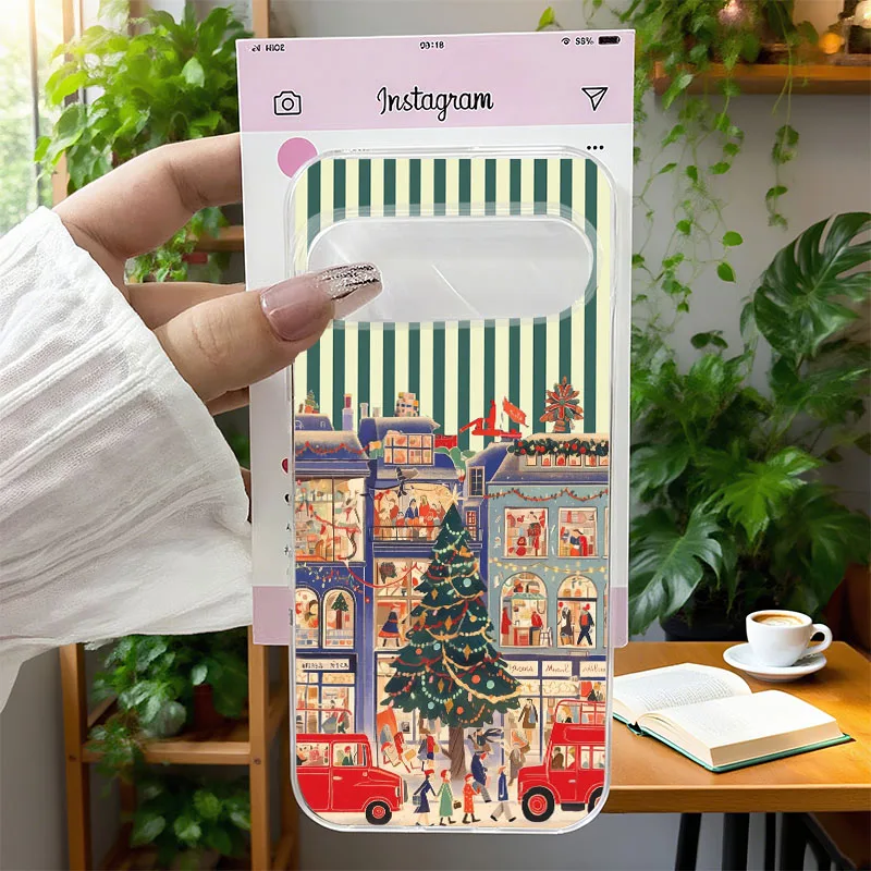 Striped Christmas Winter Snow Landscape Soft TPU Phone Case