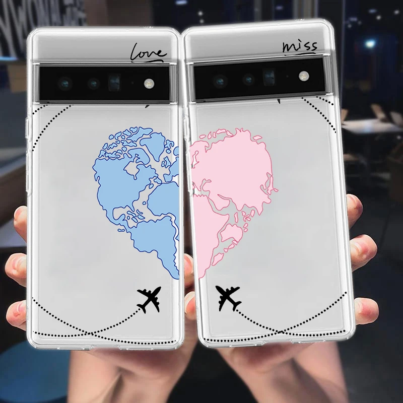 World Map Travel Love Heart Couple Phone Case Cover