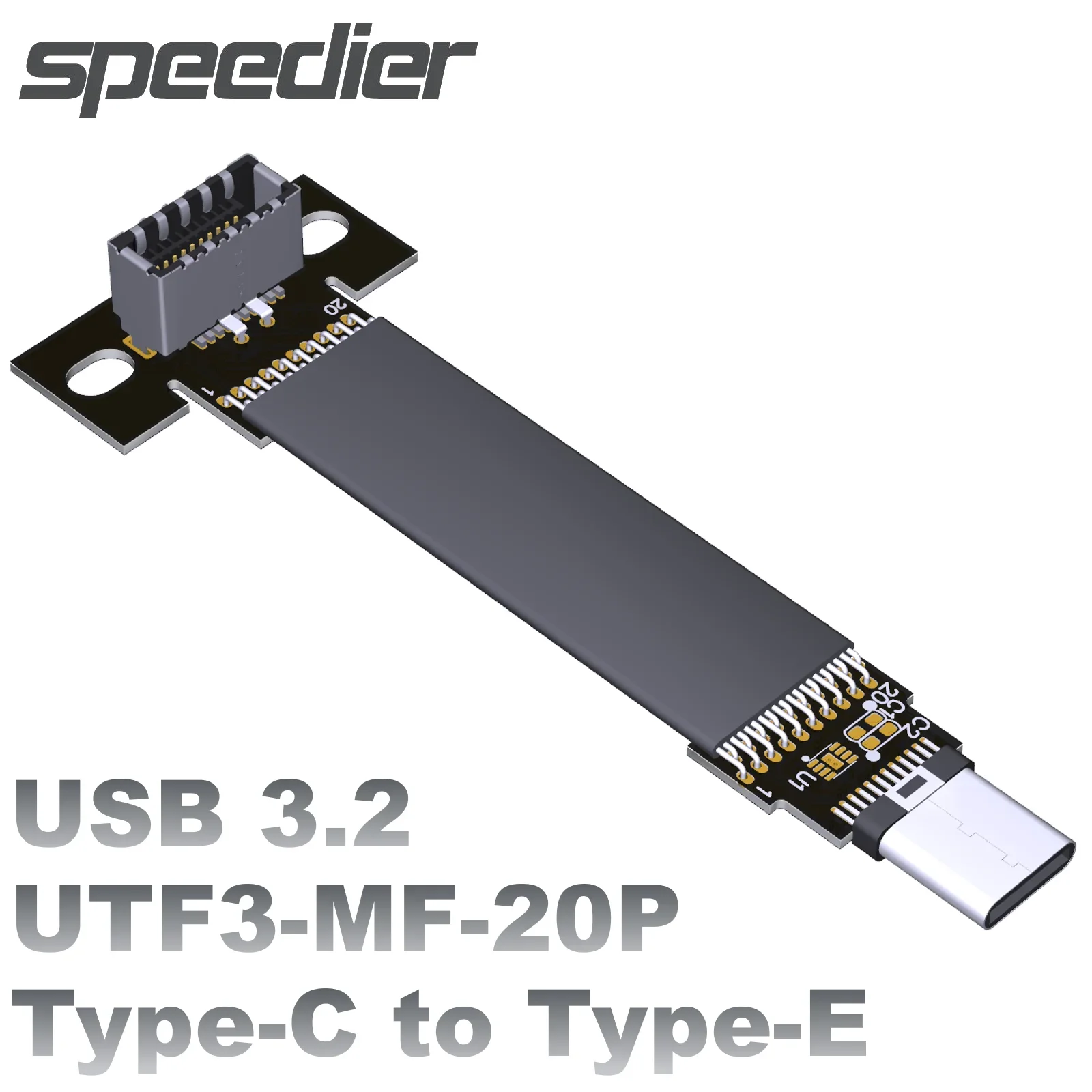 20P 20Gbps USB 3.2 Gen 2x2 Type-C Male To Type-E Female 90 Degree USB 3.2  19P Flat Cable ITX ATX Motherboard Extender A4 PC Case