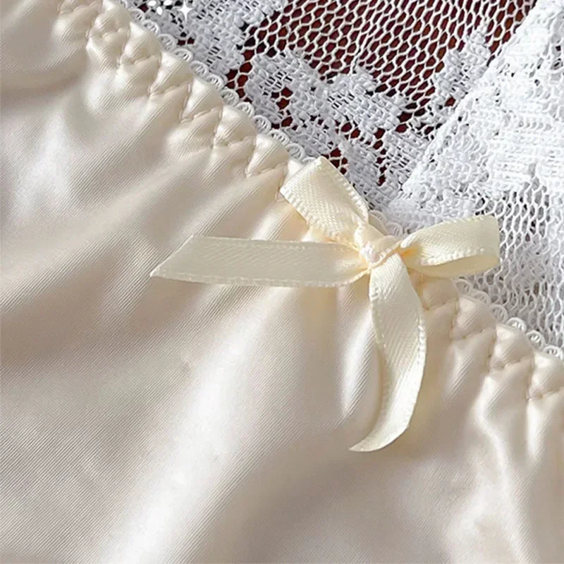 French Retro High-rise Underwear High Quality Ice Silk Panties Women Seamless Briefs Female Underpant Comfy Ultra-thin 반바지