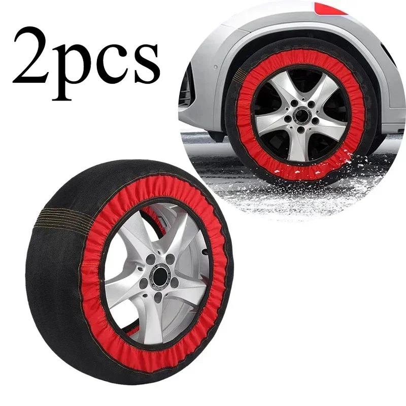 2pcs Snow Socks For Tires Traction Car Device Tire Chains Socks Grip Snow Chain Alternative Traction Device For Cars Auto RVs