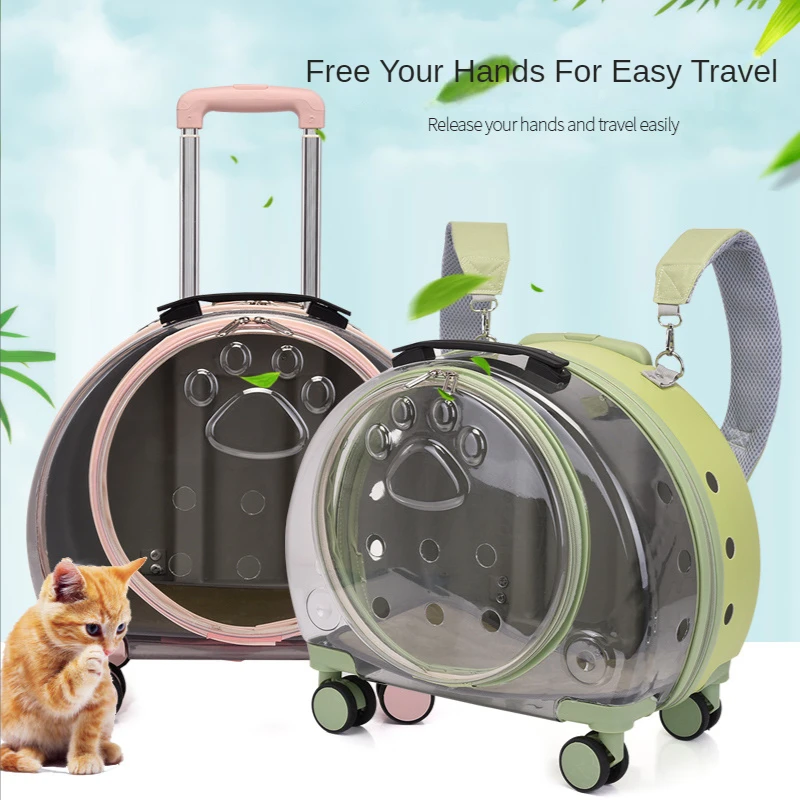 

New PC Pet Trolley Case Transparent Cat Bag Air Box Dog Going Out Pet Backpack Portable Bubble Box Pet Backpack