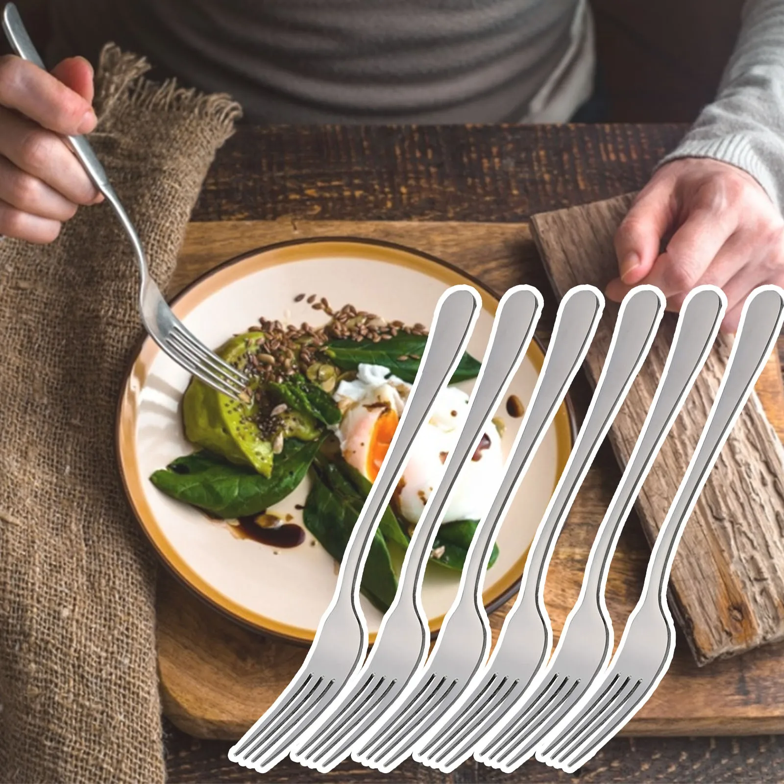 12 pieces containing food grade silverware cutlery set, metal fork silverware set, portable dessert salad fruit pasta fork