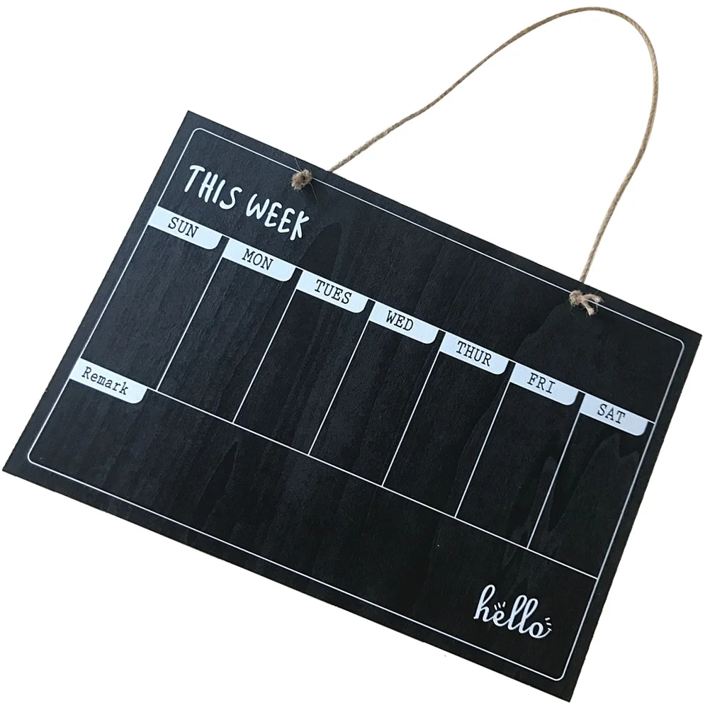 Wooden Single-Sided Chalkboards Hanging Decorative Wall Blackboard Weekly Message Board