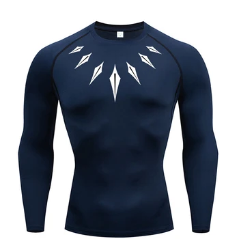 2026 Men's long sleeve compression shirt Printed water Sports rash Protection Quick dry Base Sports workout shirt 1