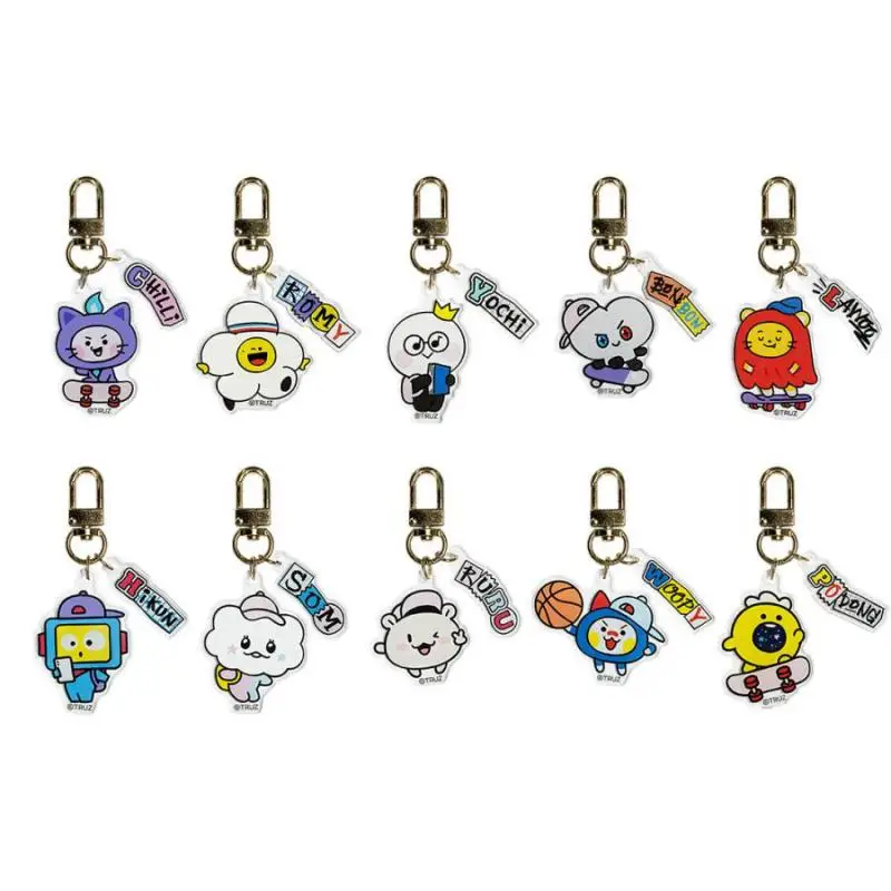 

Kawaii TRUZ Hobby Chilli Romy Yochi Bonbon Hikon Lawoo Som Ruru Woopy Podong Cartoon Acrylic Transparent Keychain