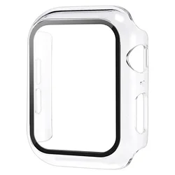 Enhanced Tempered Glass Apple Watch Screen Protector Case - Matte Hard PC Bumper Cover for Series 9-8-7 45mm (Transparent 19)