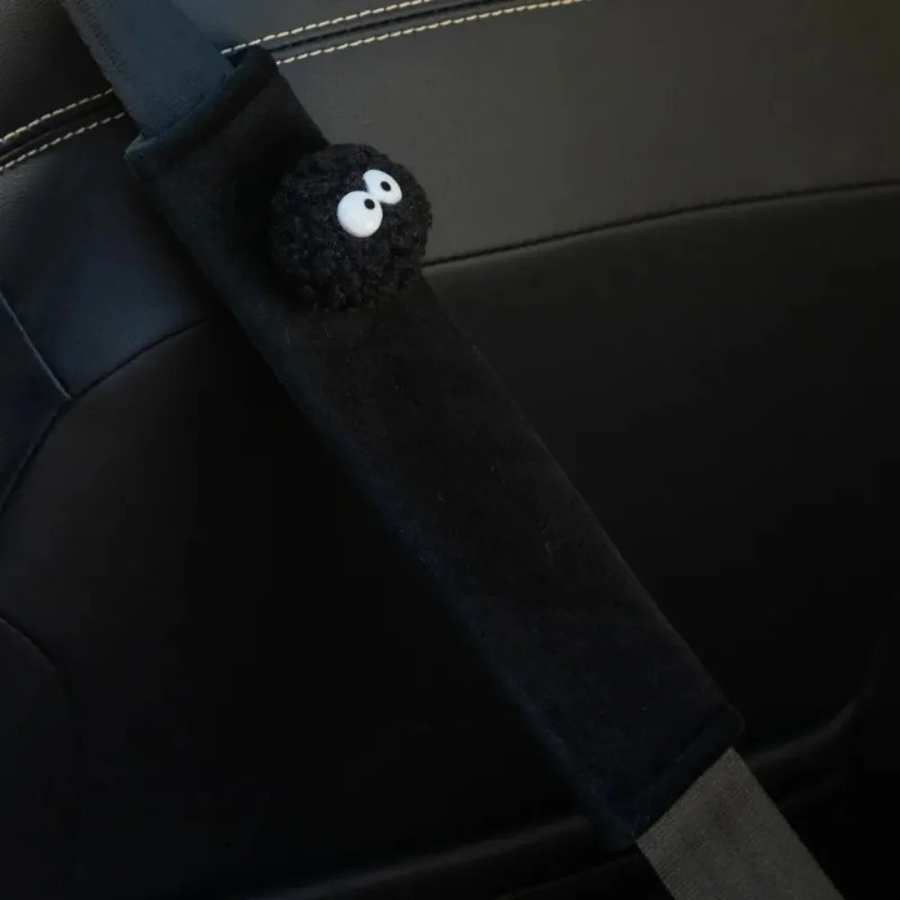 Black Car Seatbelt Cover - Cartoon Design for Interior Decoration and Protection