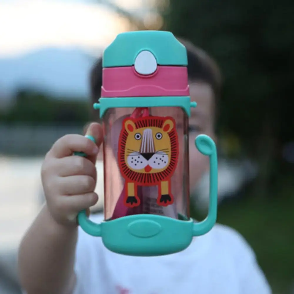 Kids Drinking Cartoon Water Bottles BPA Free Plastic Straw Children Bottle Children Kettle Portable Sports Bottle