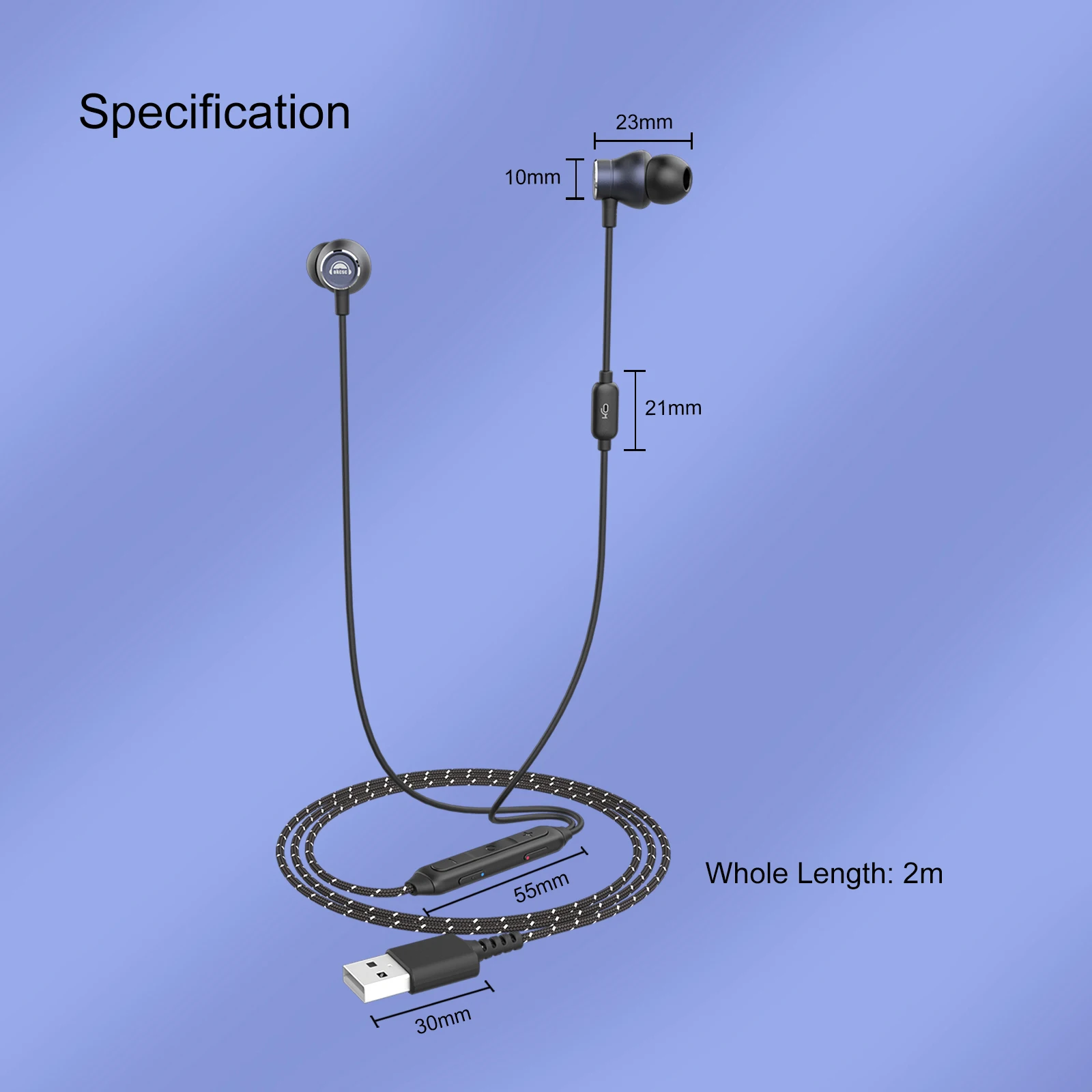 OKCSC GB50 USB Headphone for PC Laptop Wired Earbuds with Microphone Ligtweight Headset for Business Office Meeting