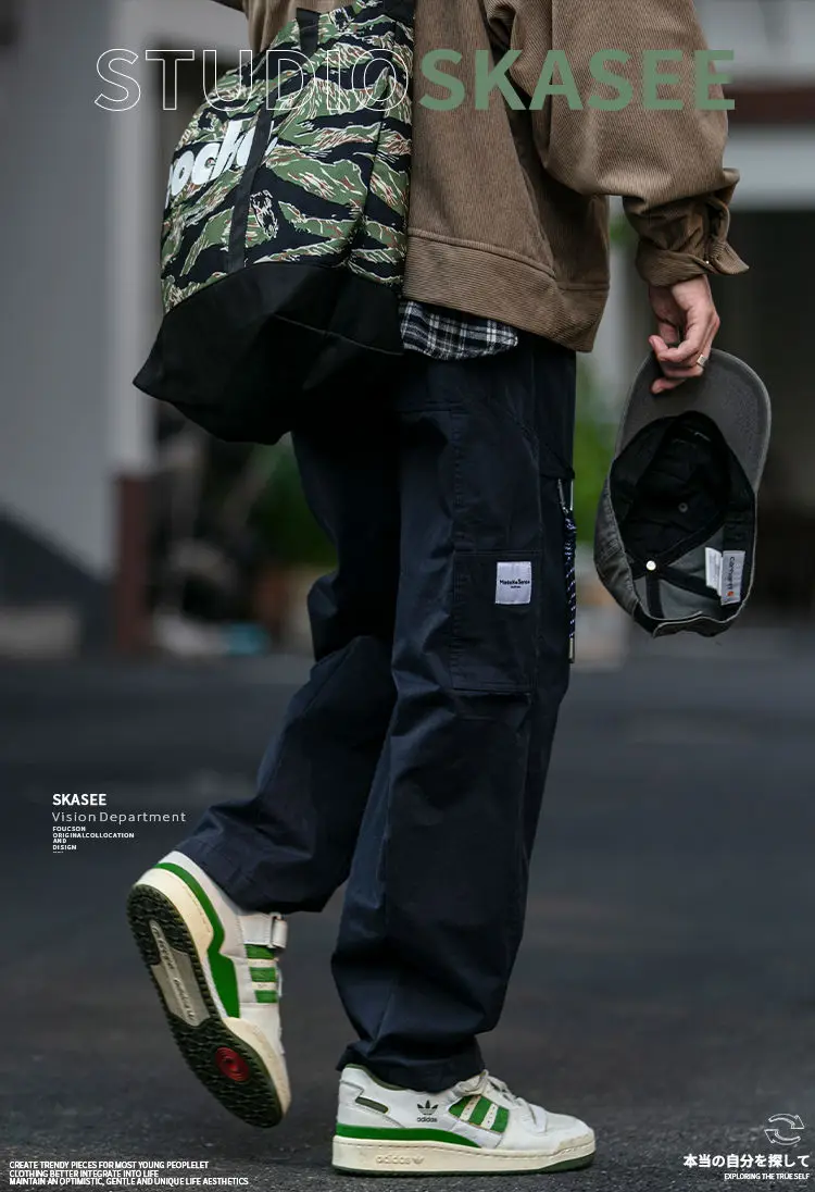 Pantaloni dritti larghi Harem autunnali da uomo versatili retrò giapponesi 5