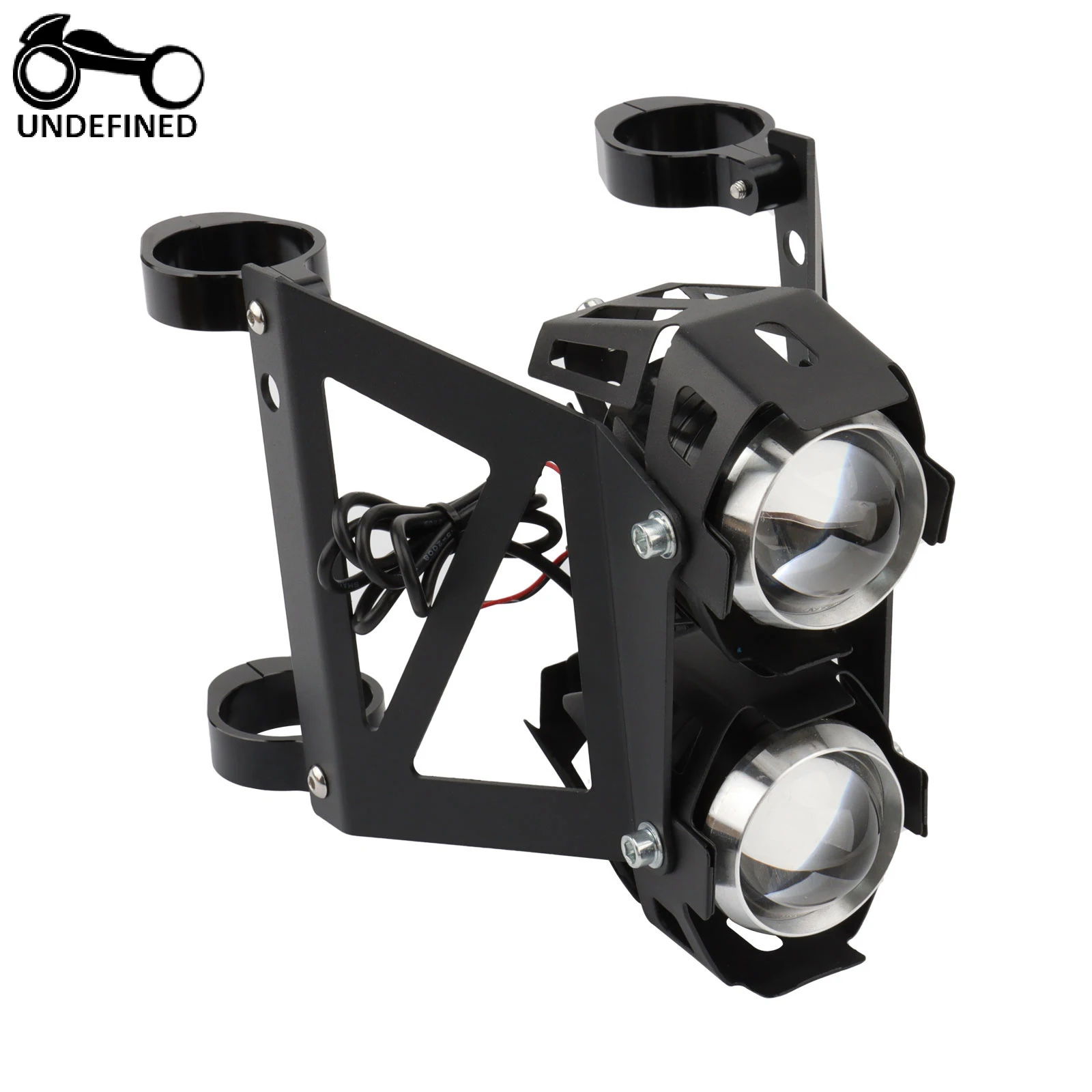 Alchemy Parts Set Faro Proiettore Doppio Per Moto Streetfighter – Adatto Per Forcelle 44-45mm, 2 Lampadine H3 12V 55W
