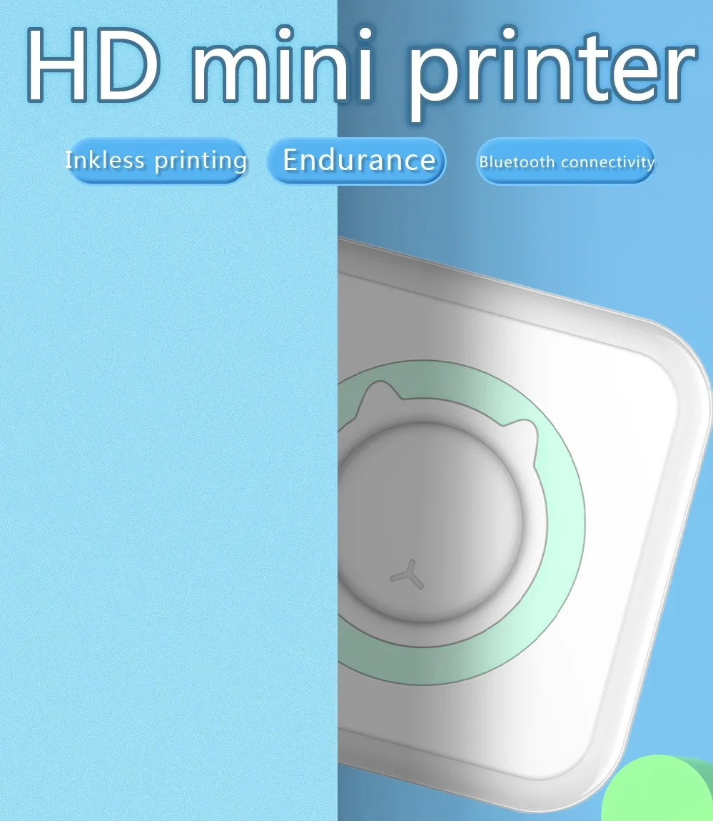 재미있는 휴대용 인쇄 열전 사 프린터 미니 무 잉크 프린터 HD 블루투스 라벨 메이커 귀여운 무선 BT 연결 프린터 선물