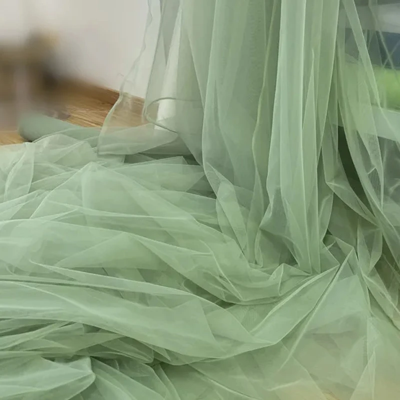 Versatile Green Soft Tulle Fabric for Elegant Decorations & Apparel